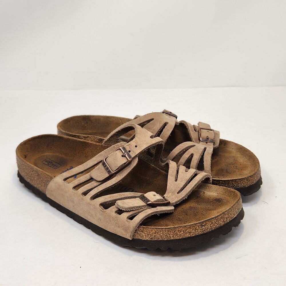 Birkenstock Granada Tan Brown Nubuck Sandals Size 37 US 6 Soft Footbed Narrow